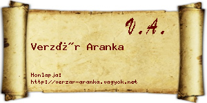 Verzár Aranka névjegykártya